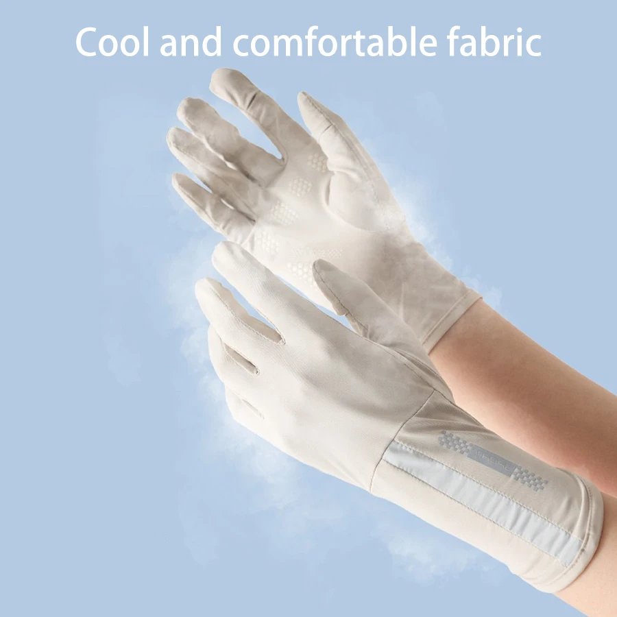 Summer Sunscreen Gloves Women Thin Ice Silk Anti-ultraviolet Dew Finger Touch Screen Driving Riding Non-slip Breathable Gloves