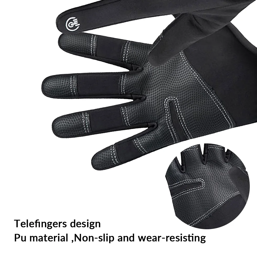 1 Pairs Winter Gloves Mens Touchscreen Non-Slip Unisex Waterproof Windproof Warm Cycling Cold Gloves Fashion Zipper Sports Glove
