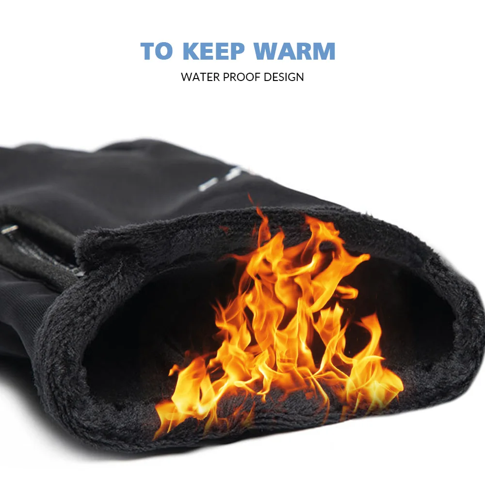 1 Pairs Winter Gloves Mens Touchscreen Non-Slip Unisex Waterproof Windproof Warm Cycling Cold Gloves Fashion Zipper Sports Glove