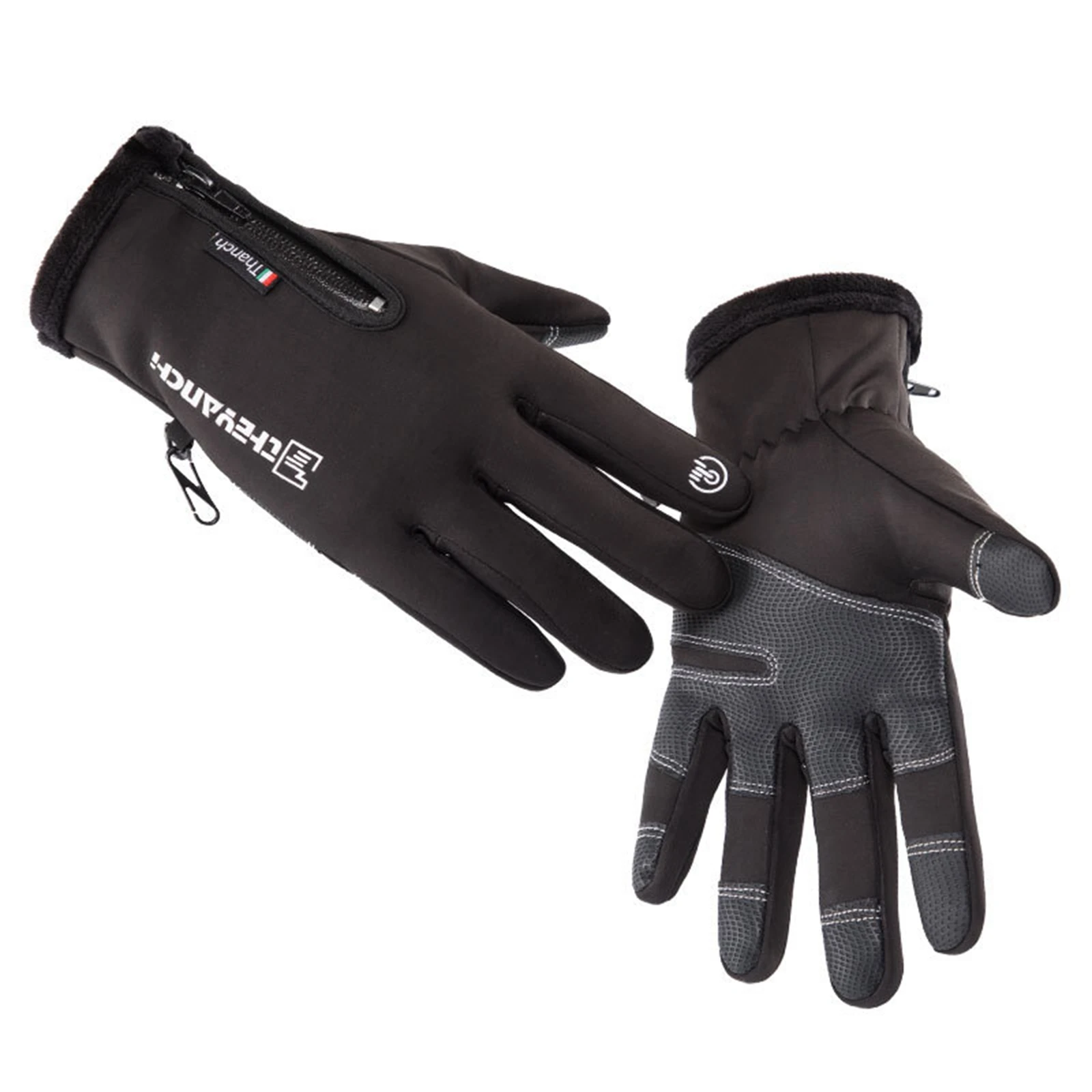 1 Pairs Winter Gloves Mens Touchscreen Non-Slip Unisex Waterproof Windproof Warm Cycling Cold Gloves Fashion Zipper Sports Glove