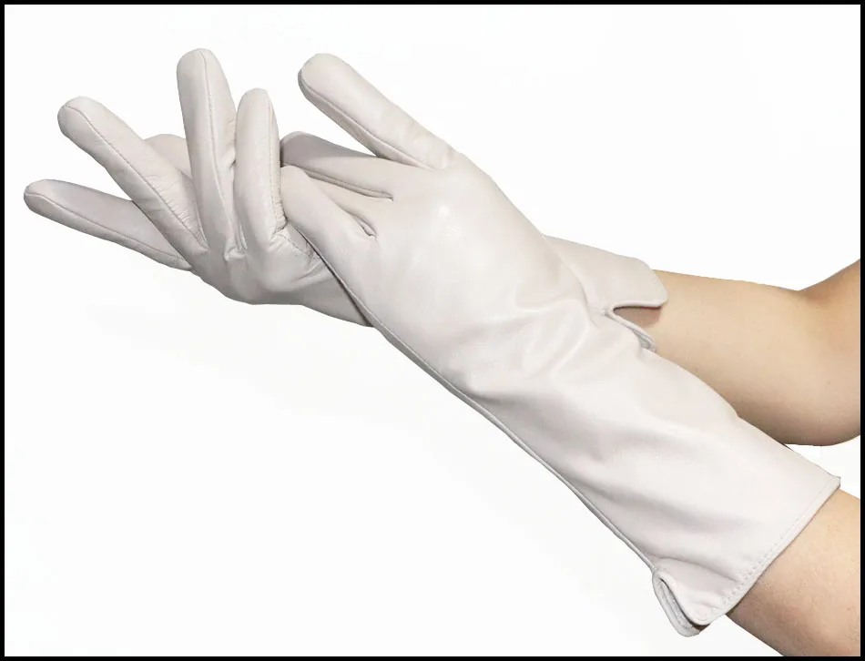Women's Sheepskin Gloves Long 100% Genuine Leather Gloves Long Sleeve Over Elbow Arm Guard Warm Flannel Lining Autumn and Winter