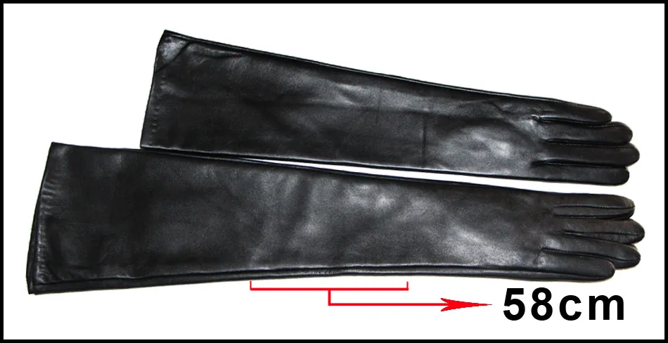 Women's Sheepskin Gloves Long 100% Genuine Leather Gloves Long Sleeve Over Elbow Arm Guard Warm Flannel Lining Autumn and Winter