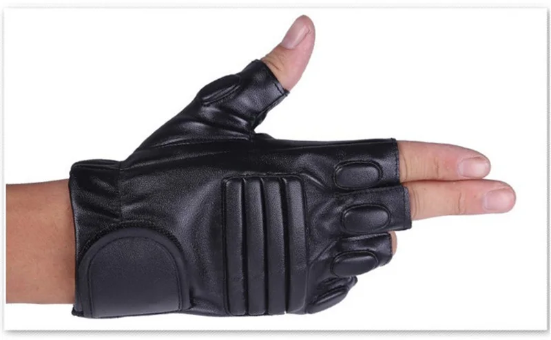 Men's Black PU Leather Gym Glove Sport Fitness Cycling Glove Half Finger Driving Glove Guantes Luvas G141