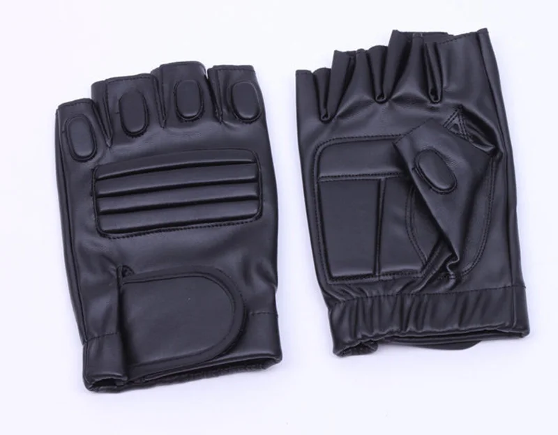 Men's Black PU Leather Gym Glove Sport Fitness Cycling Glove Half Finger Driving Glove Guantes Luvas G141