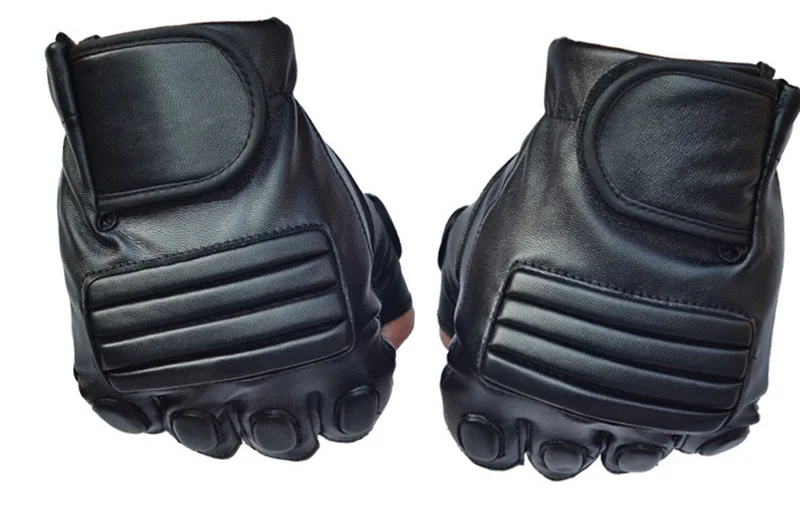Men's Black PU Leather Gym Glove Sport Fitness Cycling Glove Half Finger Driving Glove Guantes Luvas G141