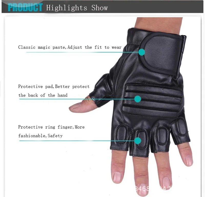 Men's Black PU Leather Gym Glove Sport Fitness Cycling Glove Half Finger Driving Glove Guantes Luvas G141