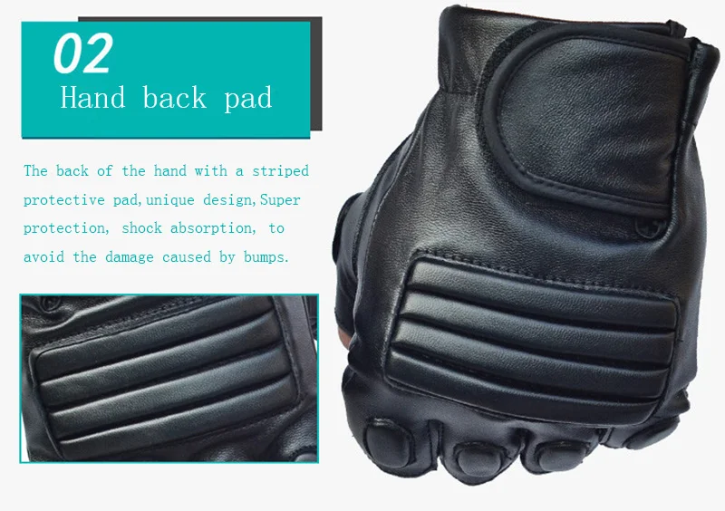Men's Black PU Leather Gym Glove Sport Fitness Cycling Glove Half Finger Driving Glove Guantes Luvas G141