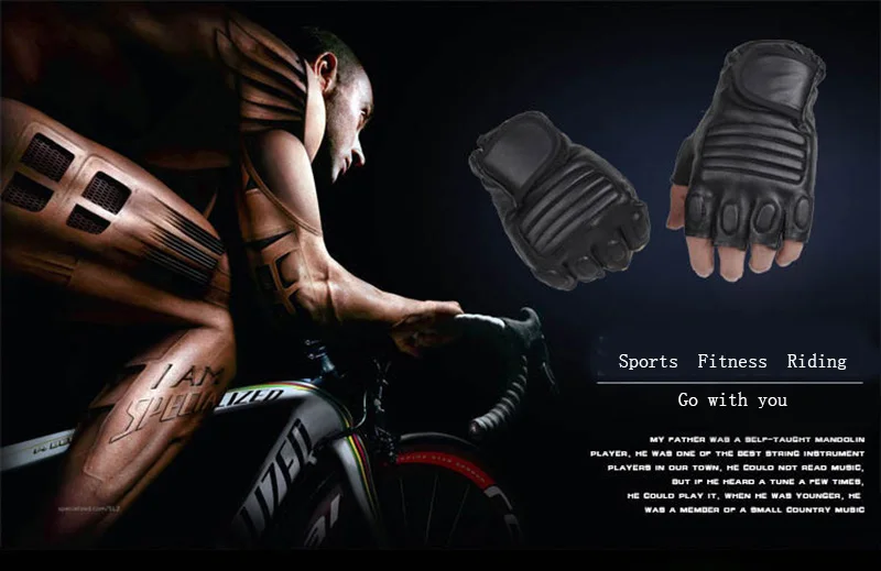 Men's Black PU Leather Gym Glove Sport Fitness Cycling Glove Half Finger Driving Glove Guantes Luvas G141
