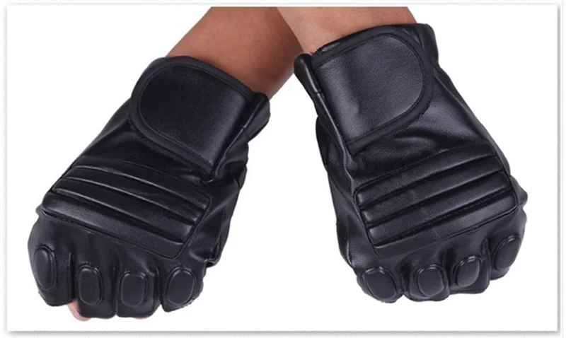 Men's Black PU Leather Gym Glove Sport Fitness Cycling Glove Half Finger Driving Glove Guantes Luvas G141