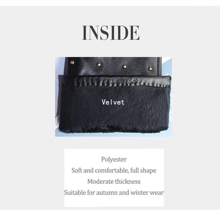 New Women's Sheepskin Gloves Leather Fashion Belt Rhinestone Warm Velvet Lining Gloves Winter