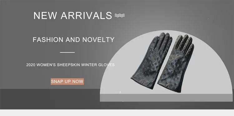 New Women's Sheepskin Gloves Leather Fashion Belt Rhinestone Warm Velvet Lining Gloves Winter