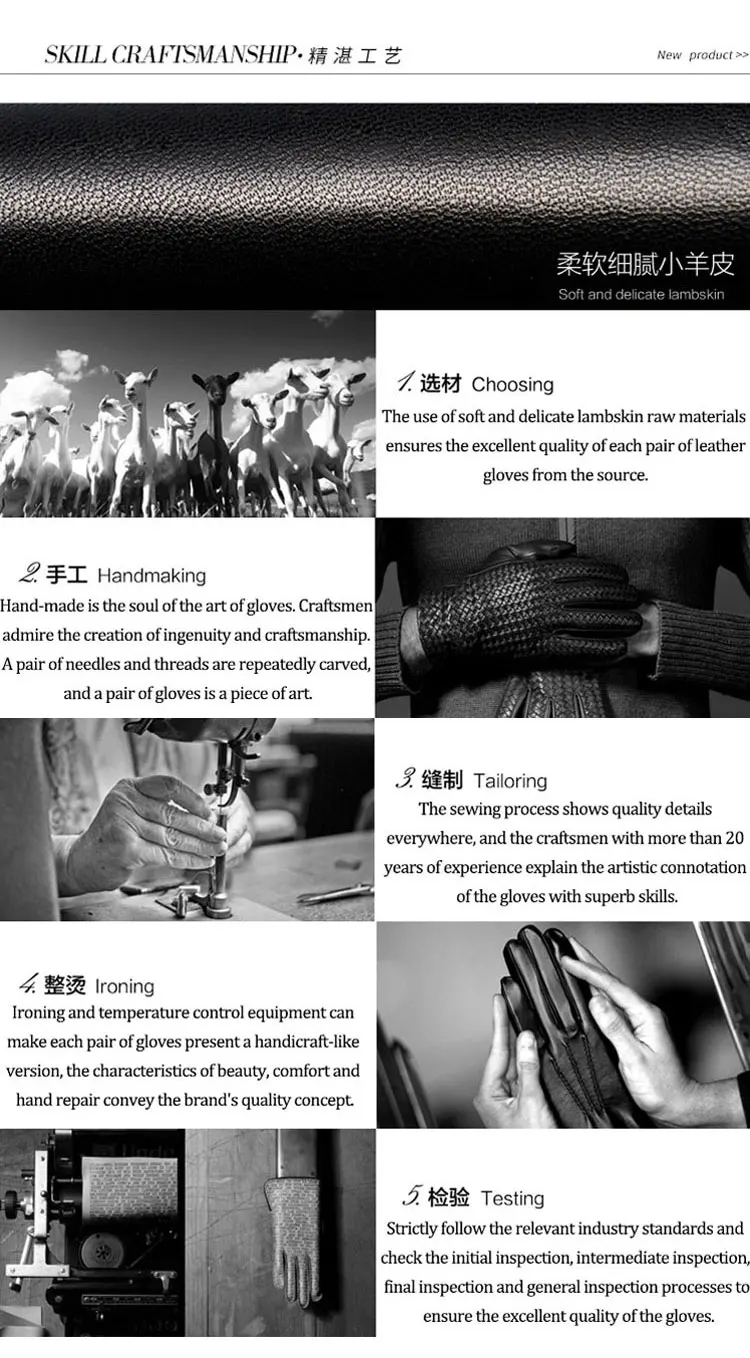 New Women's Sheepskin Gloves Leather Fashion Belt Rhinestone Warm Velvet Lining Gloves Winter