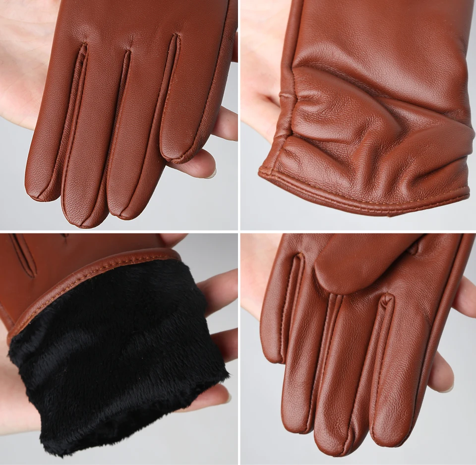 Hot Sale Genuine Sheepskin Women's Winter Leather Gloves Warm Driving Casual Multi-color Optional -2081