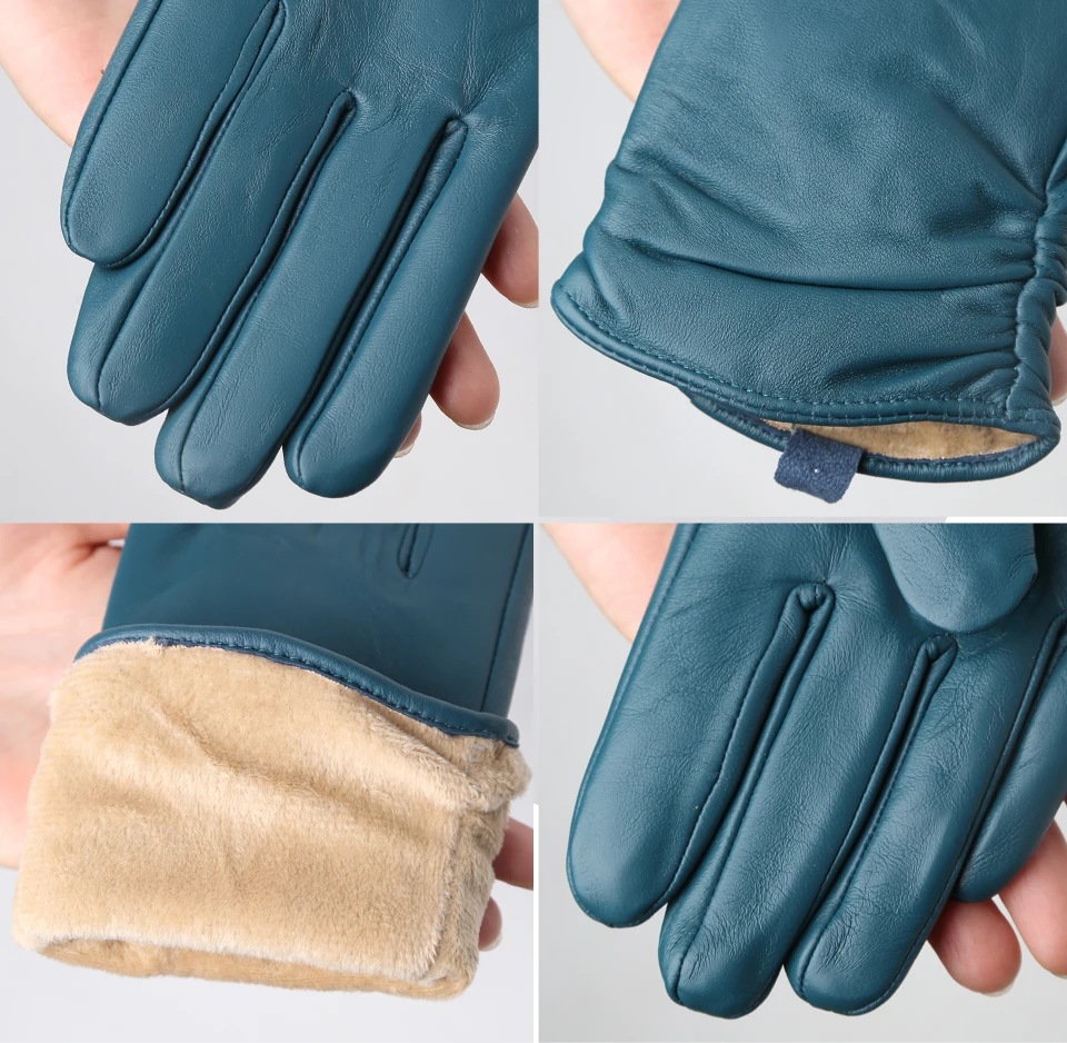 Hot Sale Genuine Sheepskin Women's Winter Leather Gloves Warm Driving Casual Multi-color Optional -2081