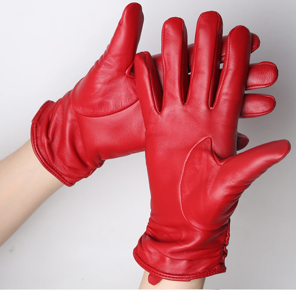 Hot Sale Genuine Sheepskin Women's Winter Leather Gloves Warm Driving Casual Multi-color Optional -2081