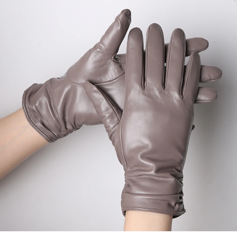 Hot Sale Genuine Sheepskin Women's Winter Leather Gloves Warm Driving Casual Multi-color Optional -2081