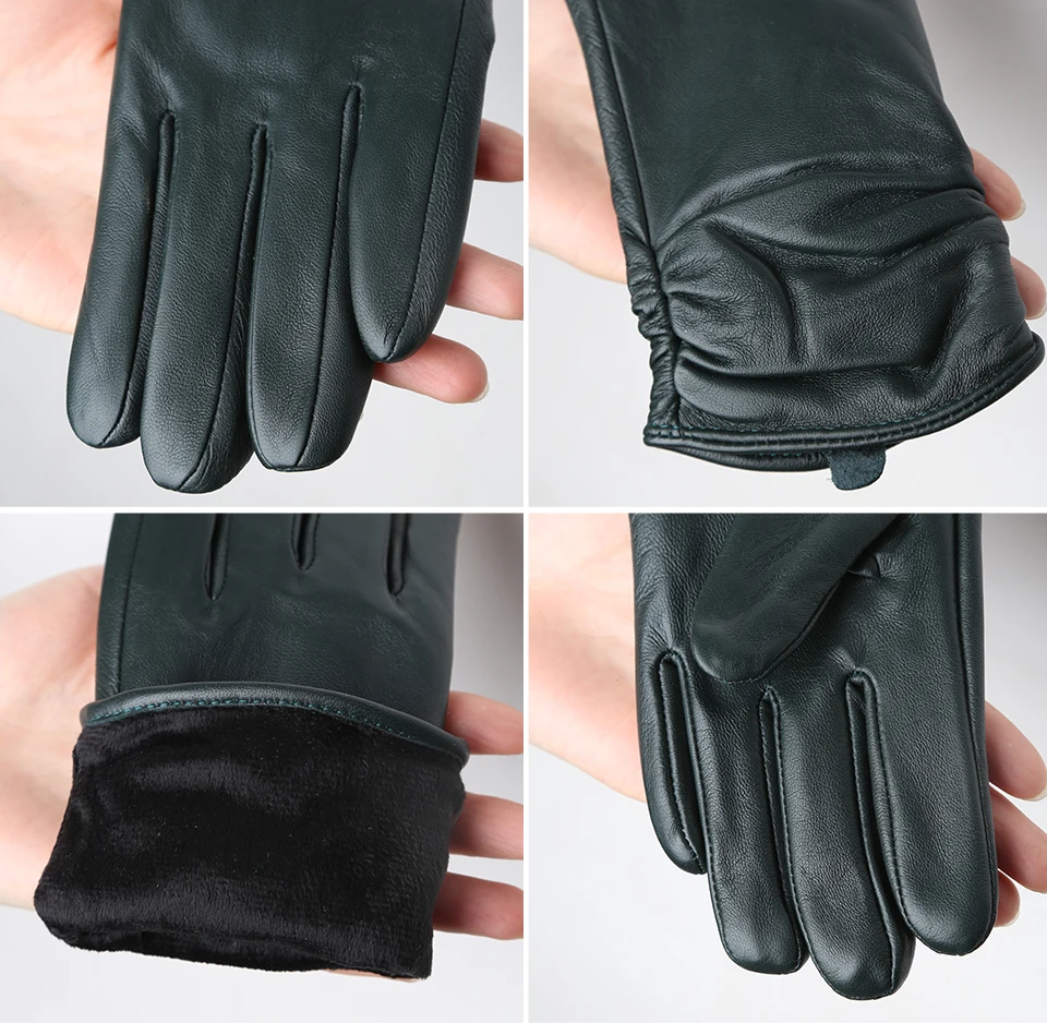 Hot Sale Genuine Sheepskin Women's Winter Leather Gloves Warm Driving Casual Multi-color Optional -2081