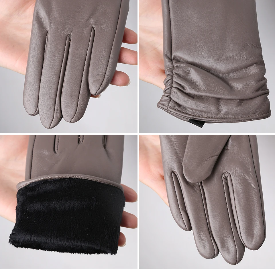 Hot Sale Genuine Sheepskin Women's Winter Leather Gloves Warm Driving Casual Multi-color Optional -2081
