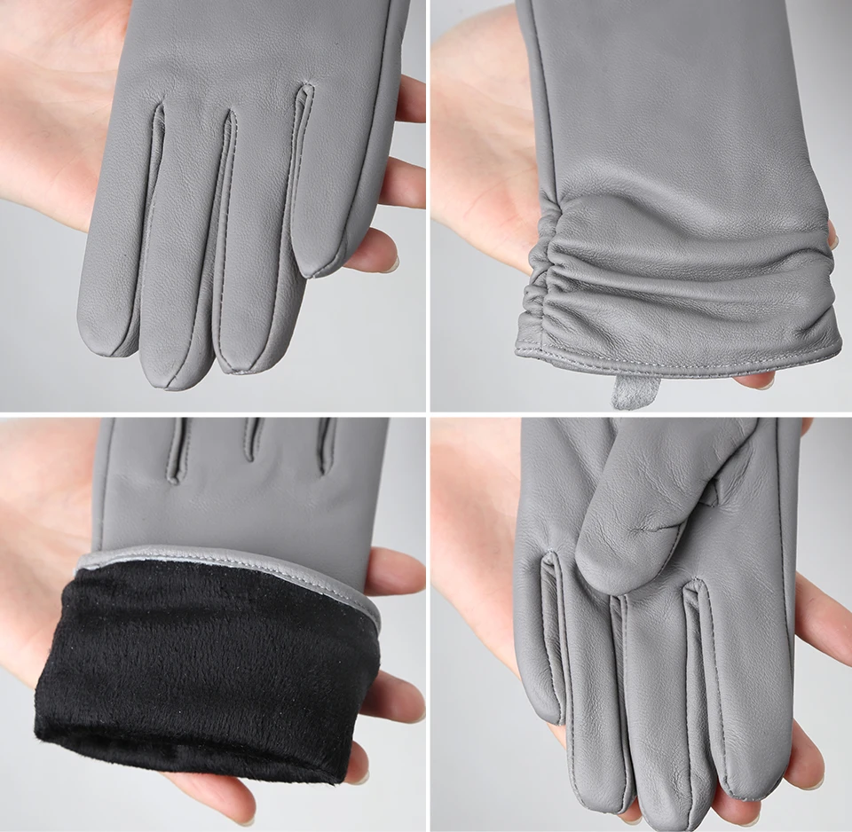 Hot Sale Genuine Sheepskin Women's Winter Leather Gloves Warm Driving Casual Multi-color Optional -2081