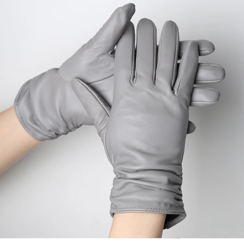 Hot Sale Genuine Sheepskin Women's Winter Leather Gloves Warm Driving Casual Multi-color Optional -2081