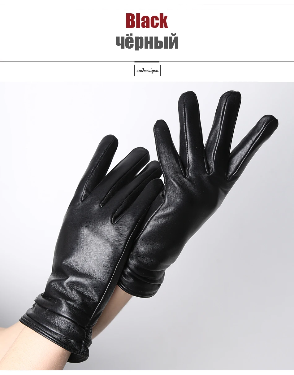 Hot Sale Genuine Sheepskin Women's Winter Leather Gloves Warm Driving Casual Multi-color Optional -2081