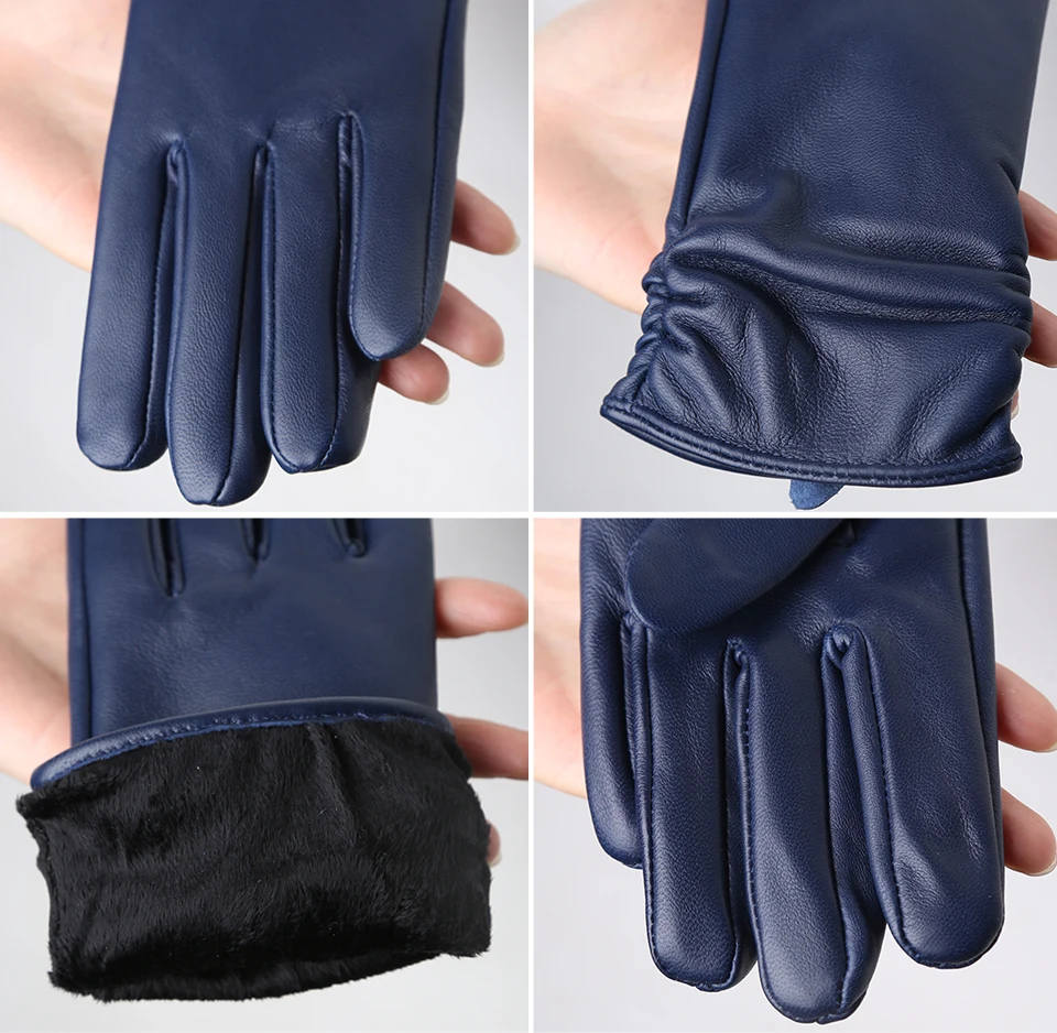 Hot Sale Genuine Sheepskin Women's Winter Leather Gloves Warm Driving Casual Multi-color Optional -2081