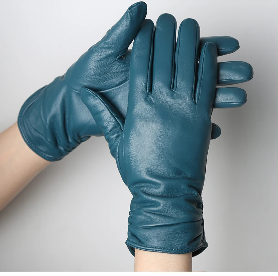 Hot Sale Genuine Sheepskin Women's Winter Leather Gloves Warm Driving Casual Multi-color Optional -2081