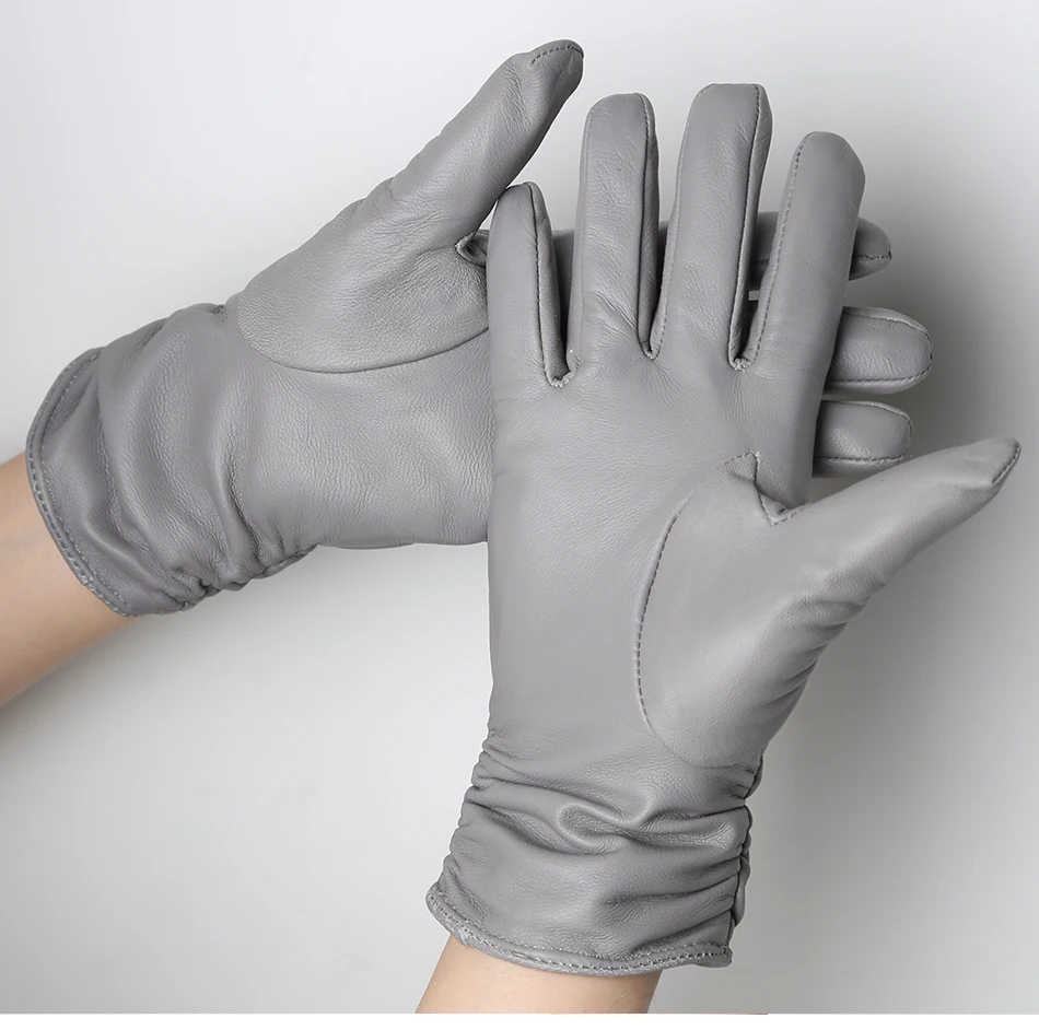 Hot Sale Genuine Sheepskin Women's Winter Leather Gloves Warm Driving Casual Multi-color Optional -2081