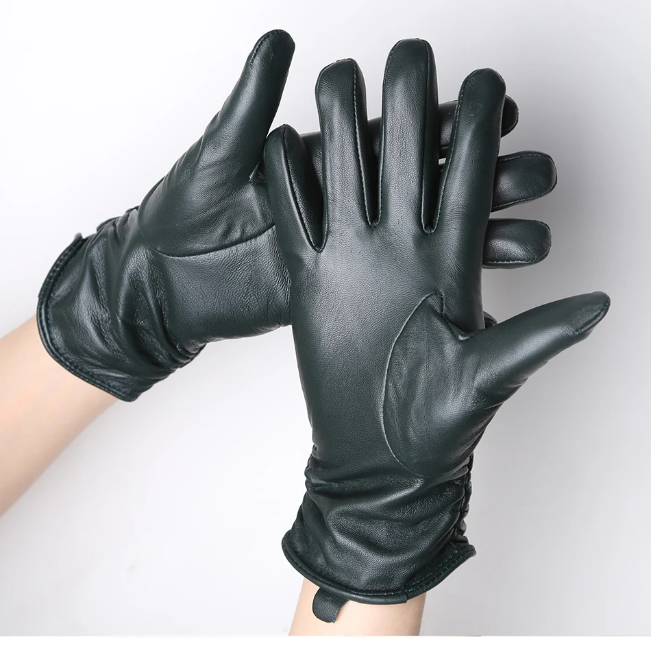 Hot Sale Genuine Sheepskin Women's Winter Leather Gloves Warm Driving Casual Multi-color Optional -2081