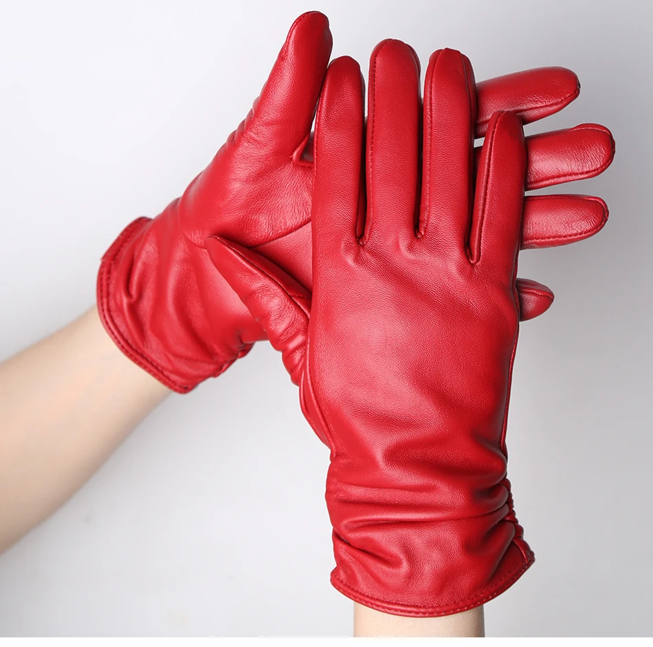 Hot Sale Genuine Sheepskin Women's Winter Leather Gloves Warm Driving Casual Multi-color Optional -2081