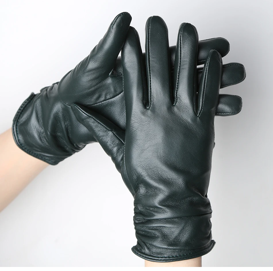 Hot Sale Genuine Sheepskin Women's Winter Leather Gloves Warm Driving Casual Multi-color Optional -2081