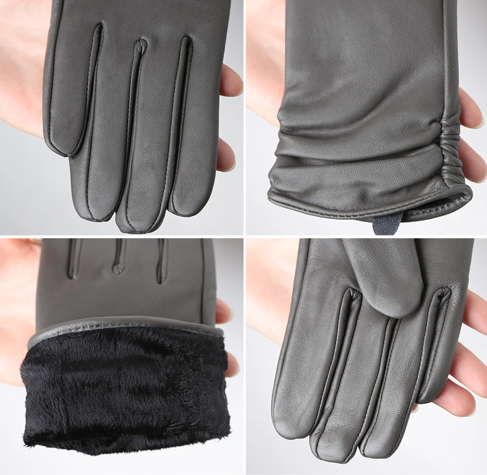 Hot Sale Genuine Sheepskin Women's Winter Leather Gloves Warm Driving Casual Multi-color Optional -2081