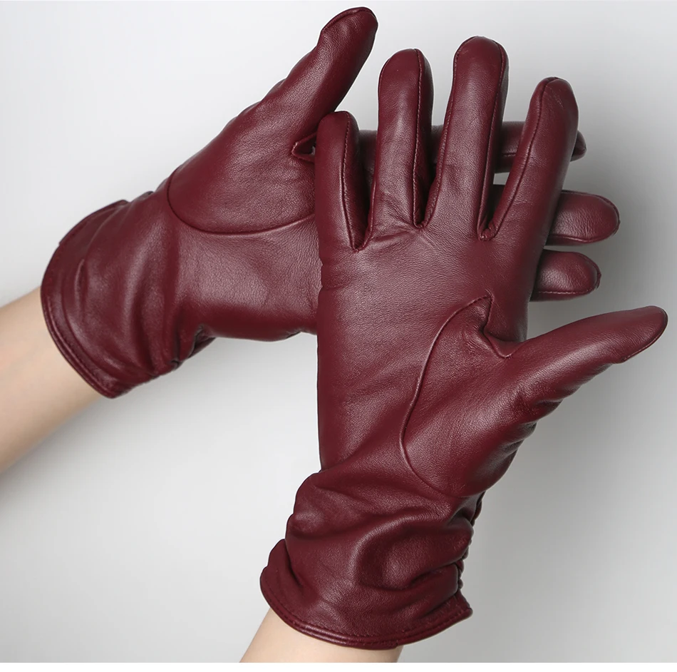 Hot Sale Genuine Sheepskin Women's Winter Leather Gloves Warm Driving Casual Multi-color Optional -2081