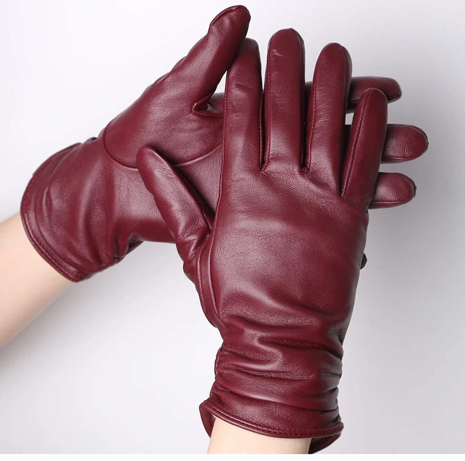Hot Sale Genuine Sheepskin Women's Winter Leather Gloves Warm Driving Casual Multi-color Optional -2081