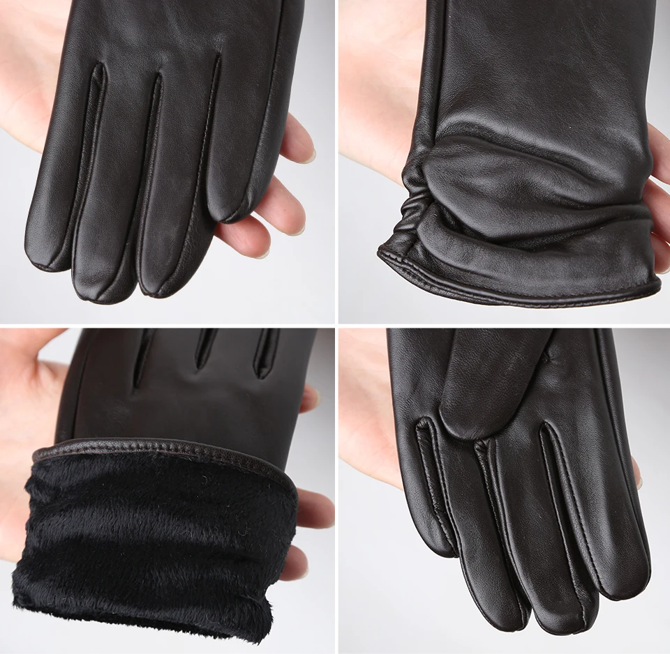 Hot Sale Genuine Sheepskin Women's Winter Leather Gloves Warm Driving Casual Multi-color Optional -2081