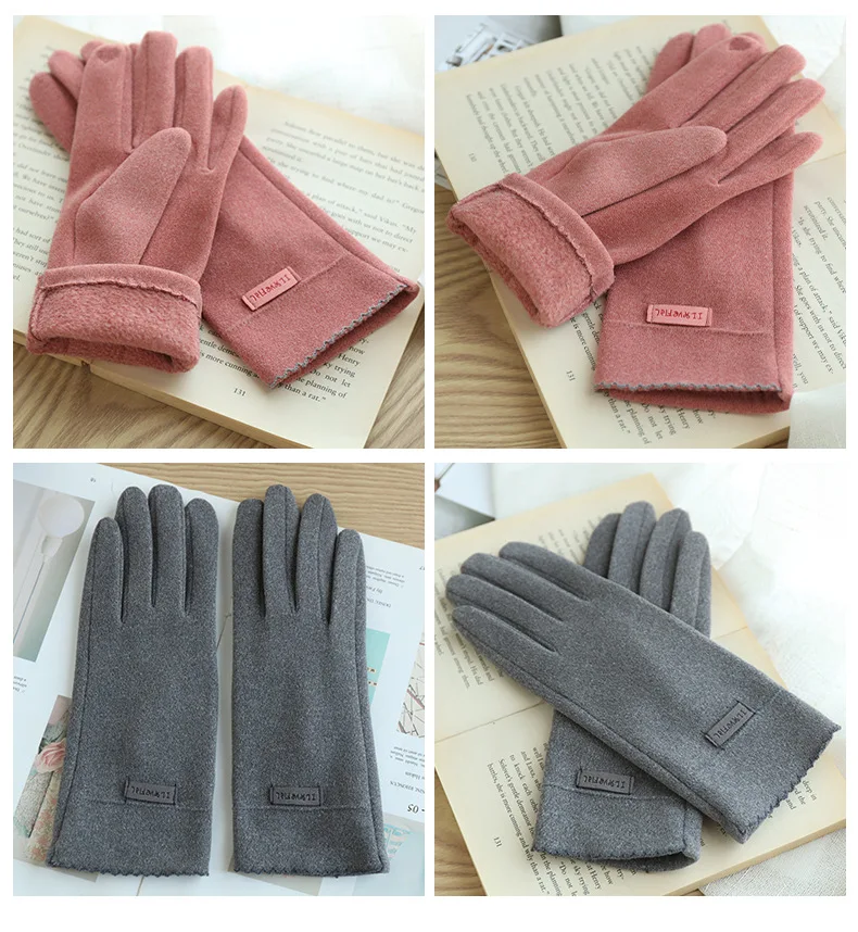 New Grace Fashion Lady Gloves Women Winter Vintage Touch Screen Warm Windproof Cycling Driving Full Finger Glove Mittens G058