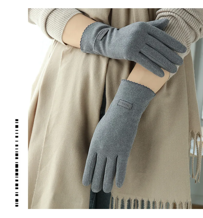 New Grace Fashion Lady Gloves Women Winter Vintage Touch Screen Warm Windproof Cycling Driving Full Finger Glove Mittens G058