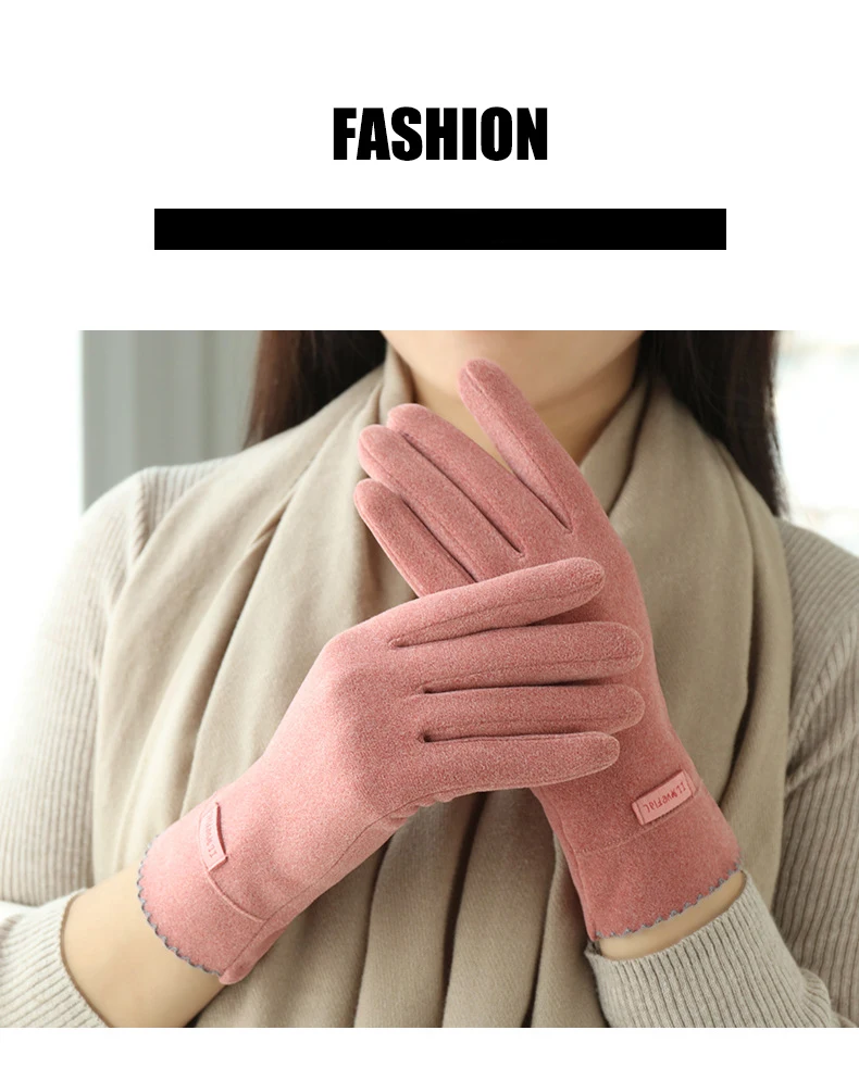 New Grace Fashion Lady Gloves Women Winter Vintage Touch Screen Warm Windproof Cycling Driving Full Finger Glove Mittens G058