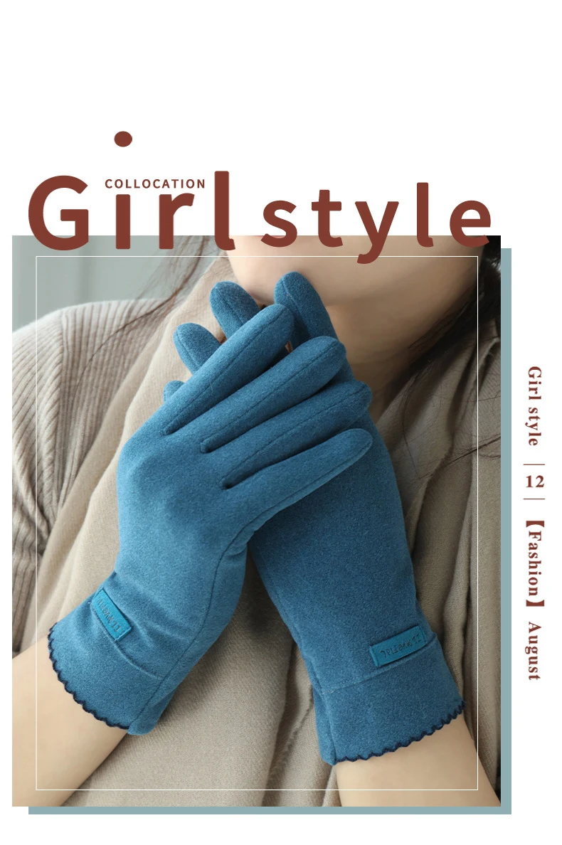 New Grace Fashion Lady Gloves Women Winter Vintage Touch Screen Warm Windproof Cycling Driving Full Finger Glove Mittens G058