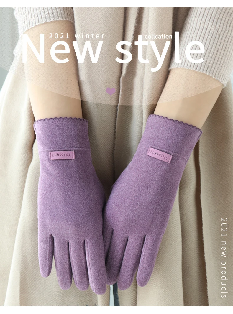 New Grace Fashion Lady Gloves Women Winter Vintage Touch Screen Warm Windproof Cycling Driving Full Finger Glove Mittens G058