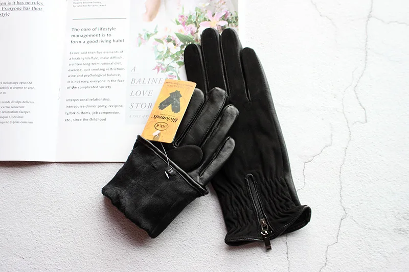 Women's Leather Gloves Touch Screen Sheepskin Fashionable Zipper New Autumn and Winter Warm Motorcycle Riding Gloves