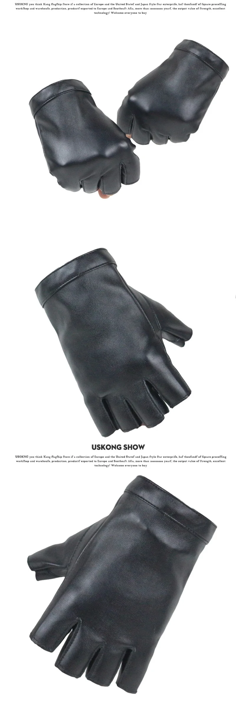 Fashion Female Thin Breathable PU Leather Punk Hip Hop Pole Dance Mitten Women Half Finger Driving Nightclub Show Gloves A74