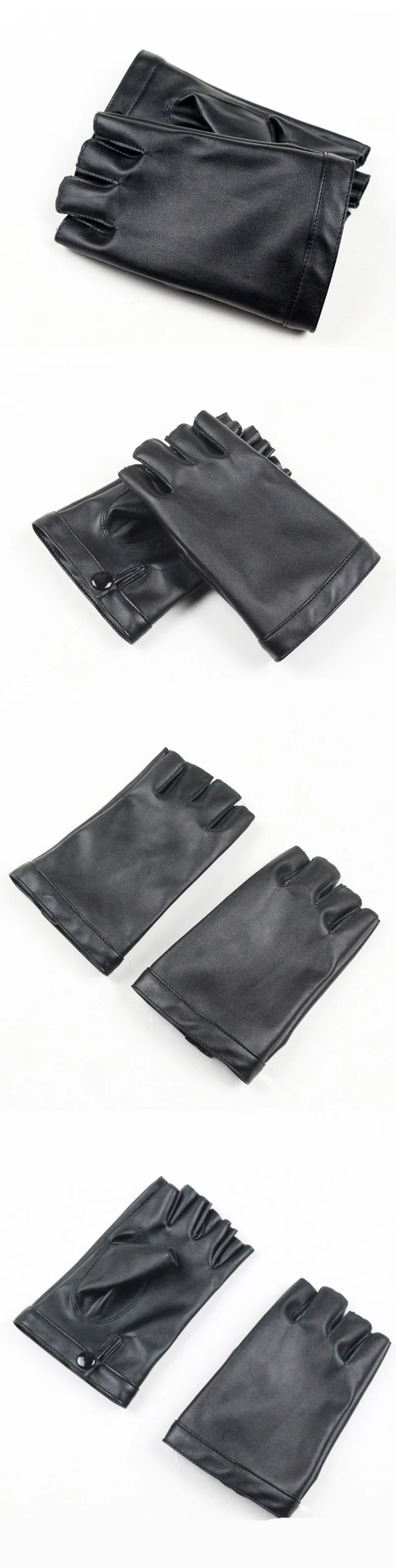 Fashion Female Thin Breathable PU Leather Punk Hip Hop Pole Dance Mitten Women Half Finger Driving Nightclub Show Gloves A74