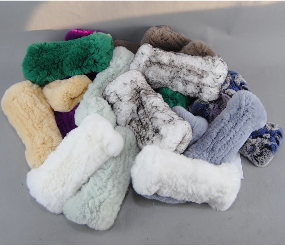 New Arrival Female Natural Rabbit Fur Gloves Knitted Warm Real Rex Rabbit Fur Mittens Women Winter Outdoor Rex Rabbit Fur Gloves