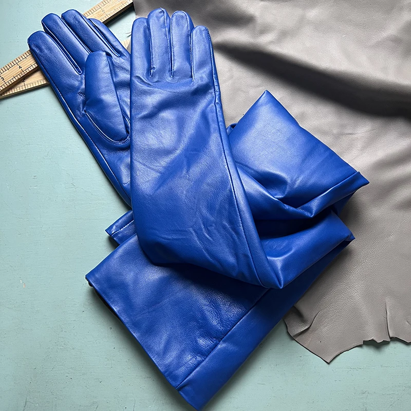 Long Genuine Leather Gloves Sheepskin Women's Gloves Fashion Ladies Size Make To Order
