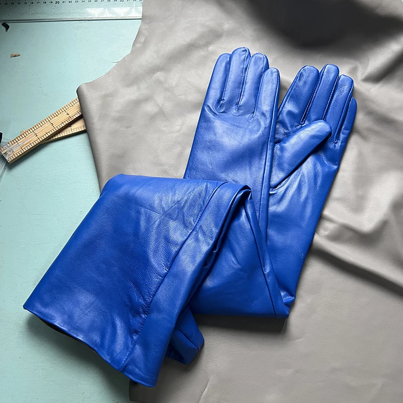 Long Genuine Leather Gloves Sheepskin Women's Gloves Fashion Ladies Size Make To Order