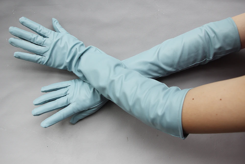 Long Genuine Leather Gloves Sheepskin Women's Gloves Fashion Ladies Size Make To Order