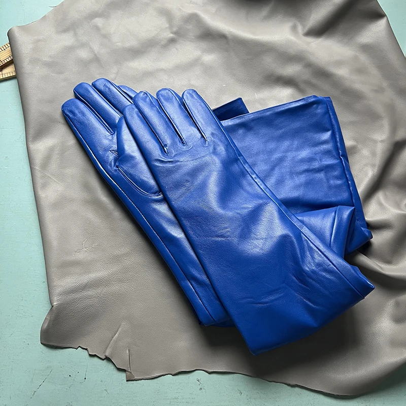 Long Genuine Leather Gloves Sheepskin Women's Gloves Fashion Ladies Size Make To Order