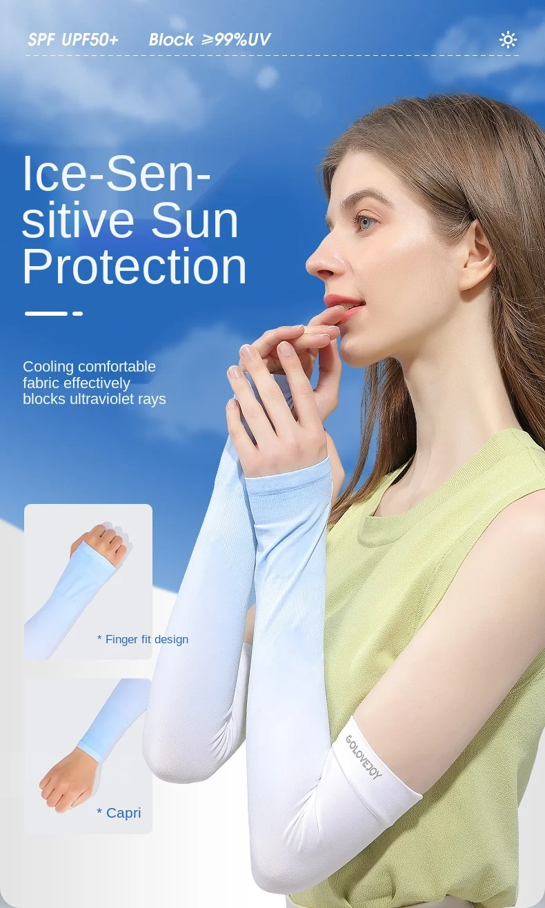 Summer Anti Eltraviolet Ice Sleeve Driving Sunscreen Gloves Women Ice Silk Sleeve Men Arm Sleeve