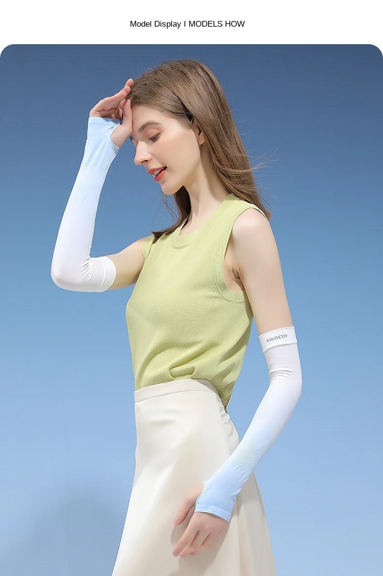 Summer Anti Eltraviolet Ice Sleeve Driving Sunscreen Gloves Women Ice Silk Sleeve Men Arm Sleeve